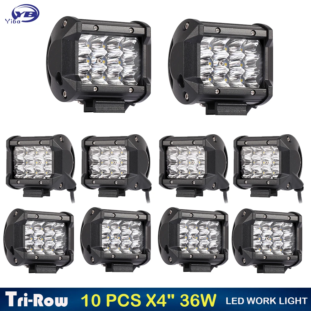10 шт. 4 дюйма 36 Вт led spot light IP67 водонепроницаемый 12 v 24 v внедорожный светодиодный рабочий лампа для фары авто лампы для грузовиков внедорожник ATV UTV 4WD светодиодный бар
