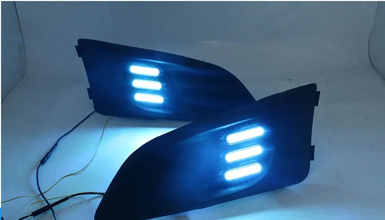 

eOsuns led drl daytime running light for Chevrolet Aveo 2011-2013 with Dynamic moving yellow turn signal and blue night light