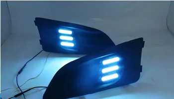 

eOsuns led drl daytime running light for Chevrolet Aveo 2011-2013 with Dynamic moving yellow turn signal and blue night light