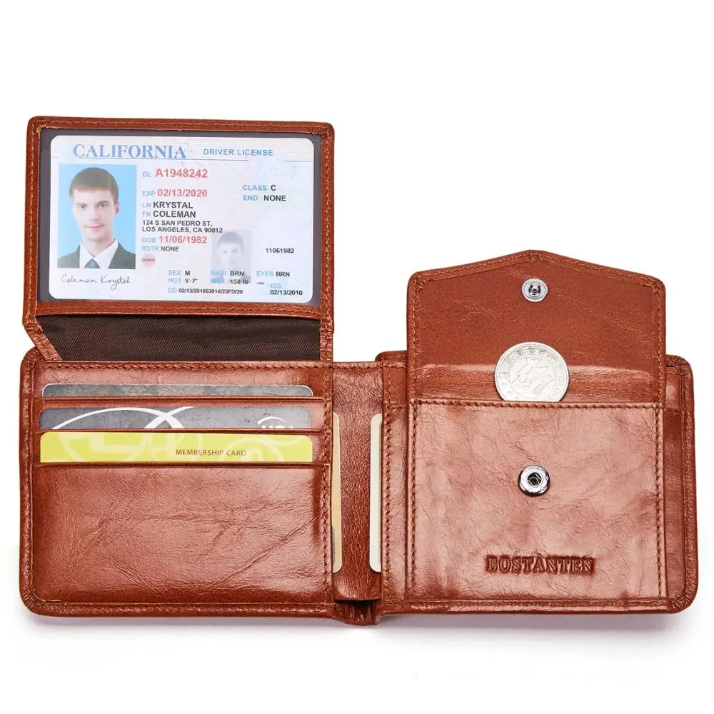 Kopen BOSTANTEN Echt lederen heren portemonnee RFID met coin pocket korte vintage portefeuilles met kaarthouders man portemonnee Met Doos