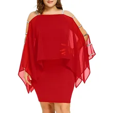 Женское шифоновое мини-платье без бретелек размера плюс Асимметричная свободная Длинная блузка с открытыми плечами красная Офисная Женская одежда