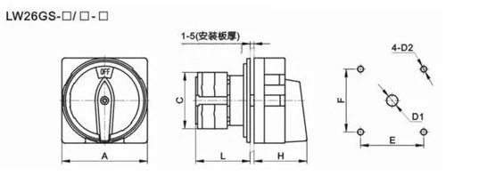 Поворотный переключатель LW26GS-125/04-3 Pad-lock переключатель 125A 440 V универсальный переключатель