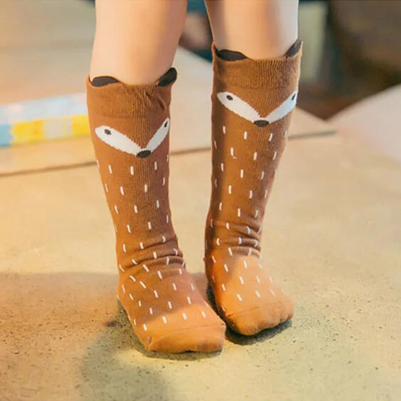 

1 Pair Unisex Lovely Cute Cartoon Fox Kids baby Socks Knee Girl Boy Baby Toddler Socks animal infant Soft Cotton socks 0-3 Y