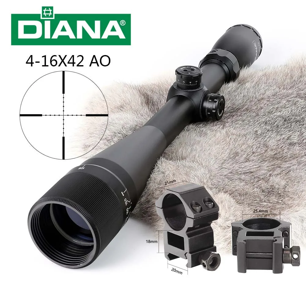 DIANA 4-16X42 AO тактический прицел охотничий прицел оптический прицел самый популярный охотничий прицел - Цвет: with Picatinny Rings