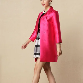 

New spring and autumn women coat,rose red long jacket outerwear