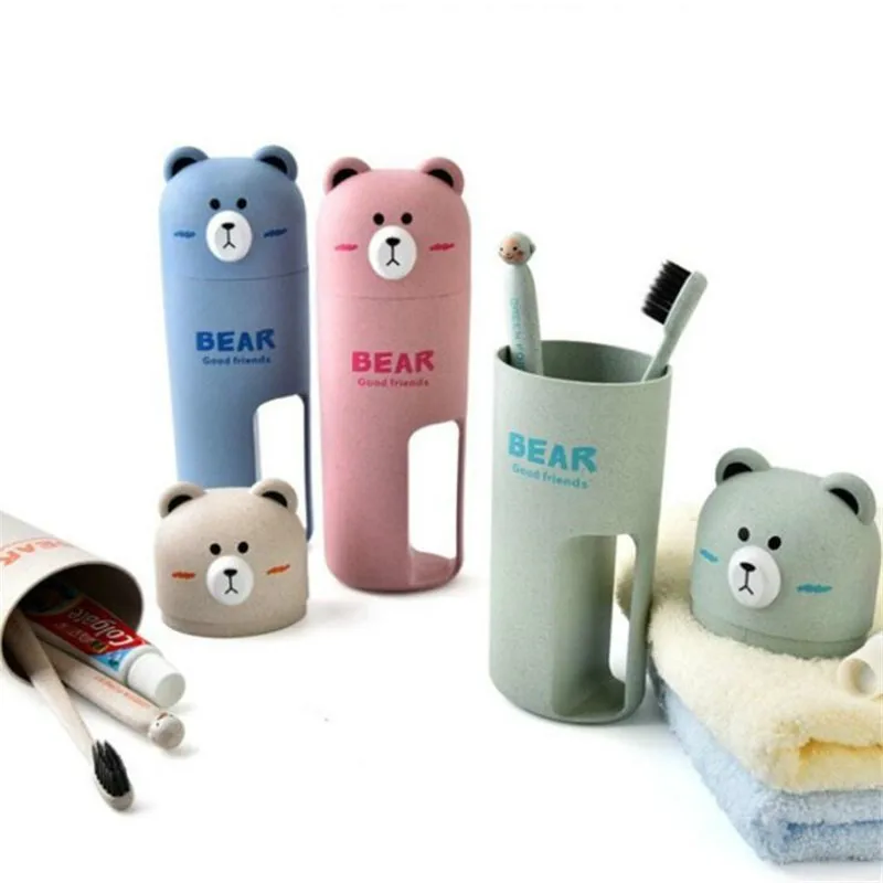 

Cute Portable Travel Set Toothbrush Cup Storage Box Home Bear Organizer Toothpaste Tooth Brush Towel Wash Gargle Cup