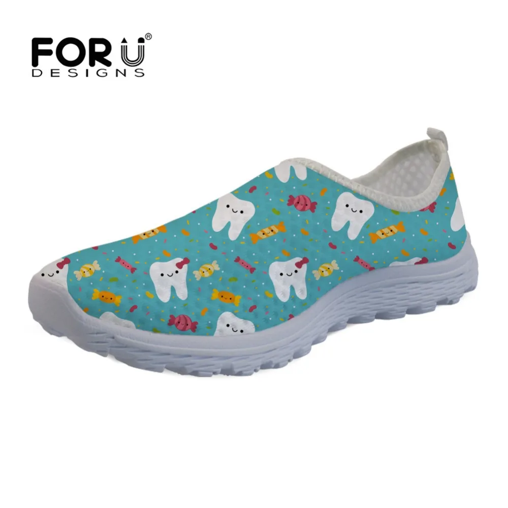 

FORUDESIGNS Casual Shoes Dentist Tooth Medical Cartoon Printing Female Fashion Breathable Summer Sneakers Women Walking Shoes