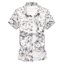 2018 Men's short-sleeved floral shirt large size shirts High Quality Thin lapel Chinese-style floral floral size casual shirts floral