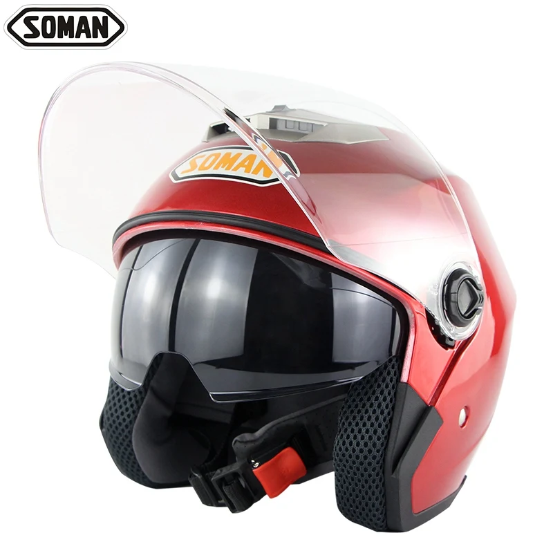 SOMAN SM517 двойной козырек скутер шлемы Чоппер Винтаж Casco мотоциклетный шлем мото открытый шлем точка утверждения