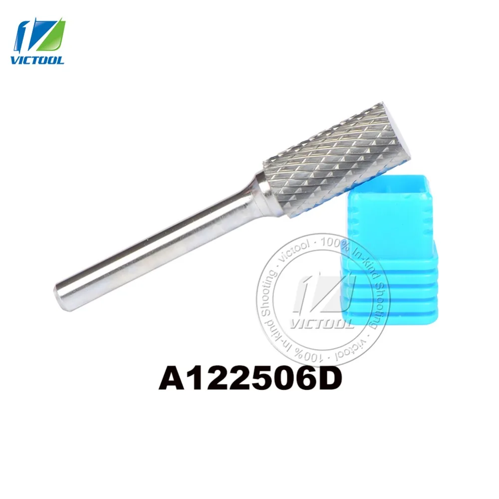

2pcs/lot A122506 carbide A cylinder 12*25mm head rotary burr file cutter grinding and abrasive tools 6mm shank milling bits