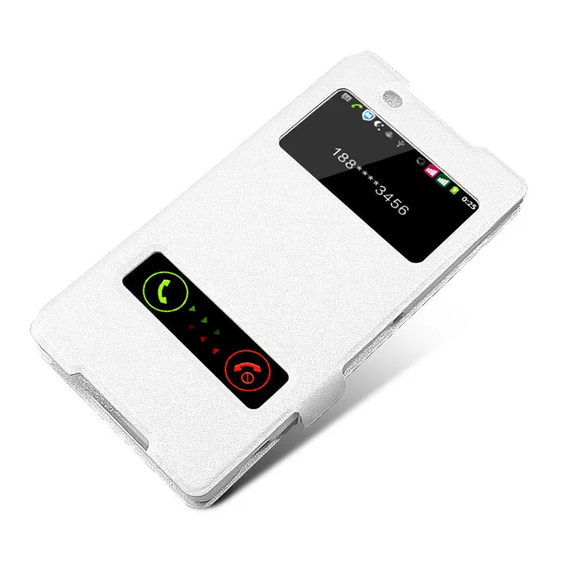 Шелковый зернистый кожаный чехол для телефона для sony Xperia L1 быстрое окошко для просмотра ответа откидная крышка чехол для sony L1 L 1 G3311 G3312 G3313 5,5 - Цвет: White