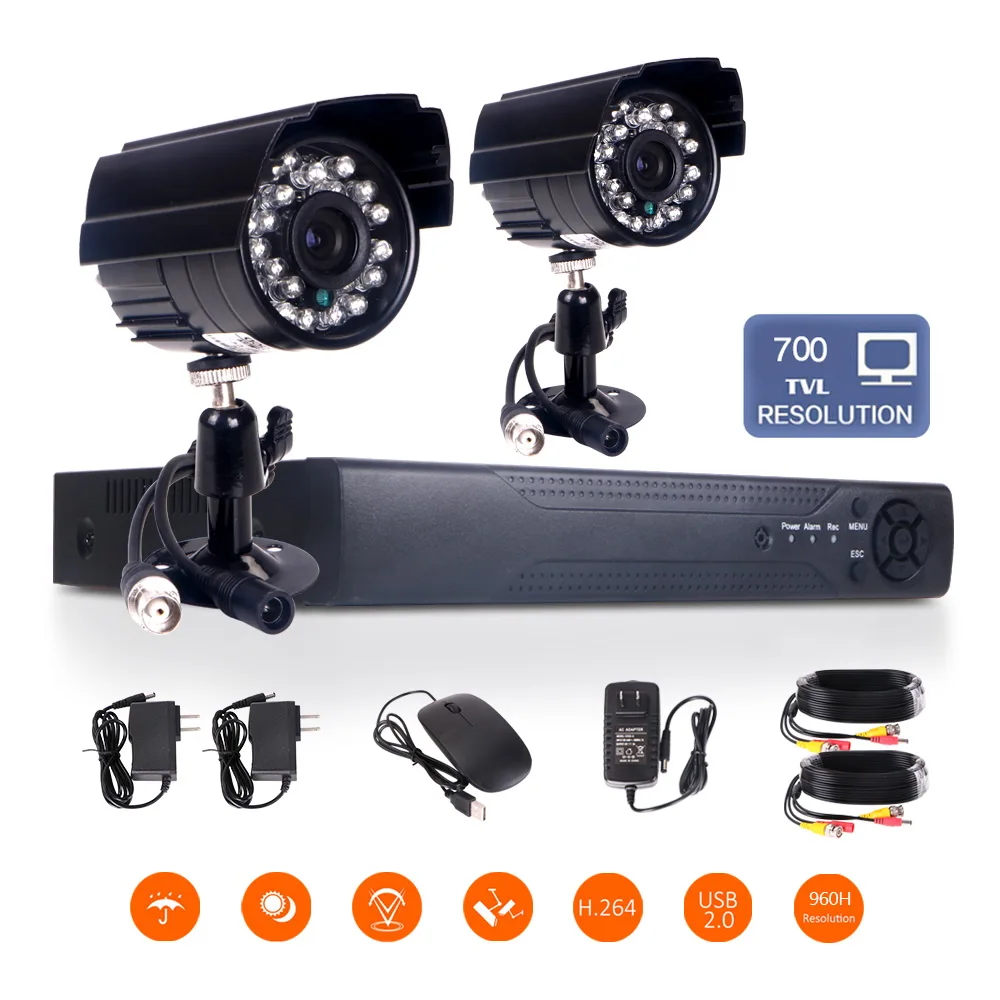 Plug and play 960H DVR 4CH Security DVR Camera System HDMI 1/4 CMOS