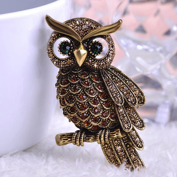 

Brand New Austrian Crystal Big Owl Brooch For Party Dress Accessories Vintage Corsage Scarf buckle femininos Women men Brooches