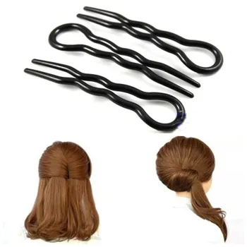 

U Type Women Bun Clip Braiders Maker Braid Tool Black Barrette Hairstyle Ornaments Braider Bow Hair-Plug Disk Hair Accessories