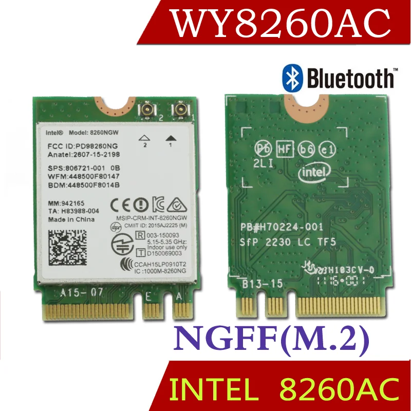 Winyao WY8260AC NGFF Dual Band Wlan Karte w/Intel Wireless-AC 8260 8260NGW 2x2 WIFI 802.11ac 300 Mbps 867 Mbps Wi-Fi Bluetooth 4,2