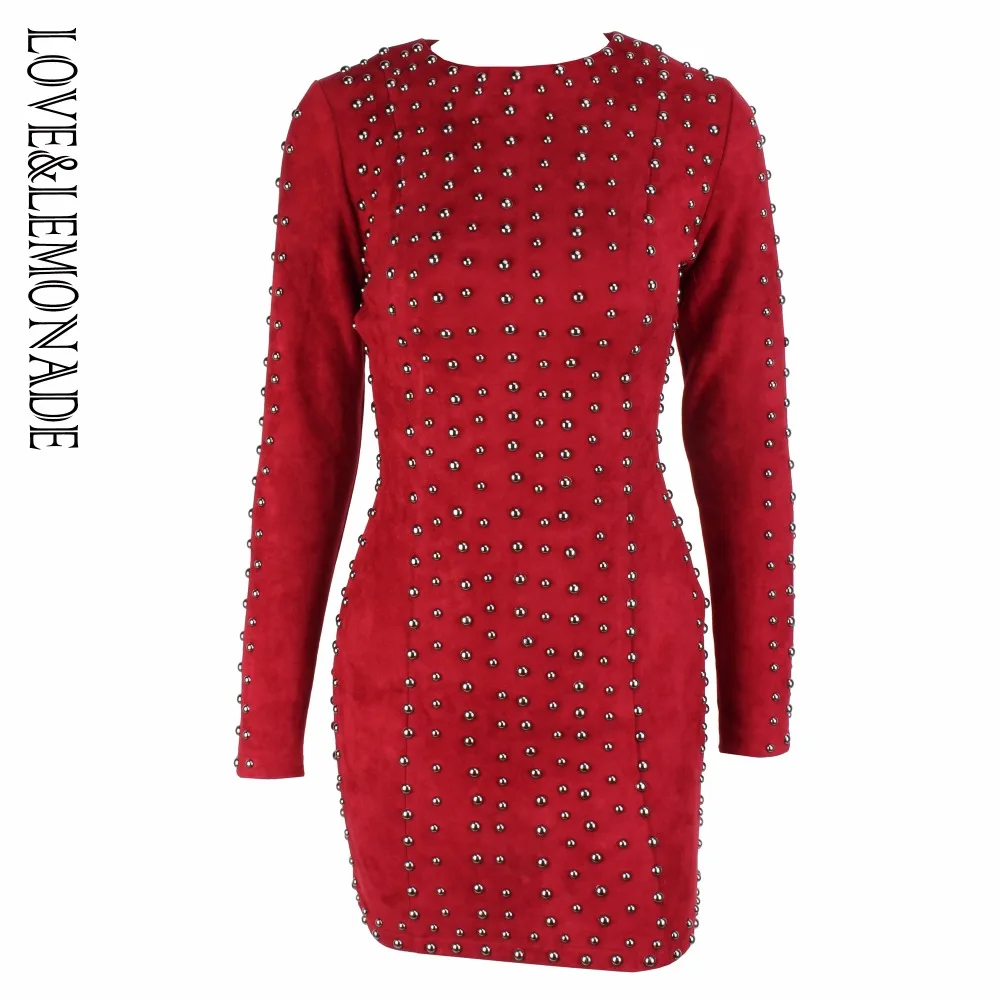 Buy Love&Lemonade Dark Red Rivet Dress LM0588 from Reliable bodycon dress