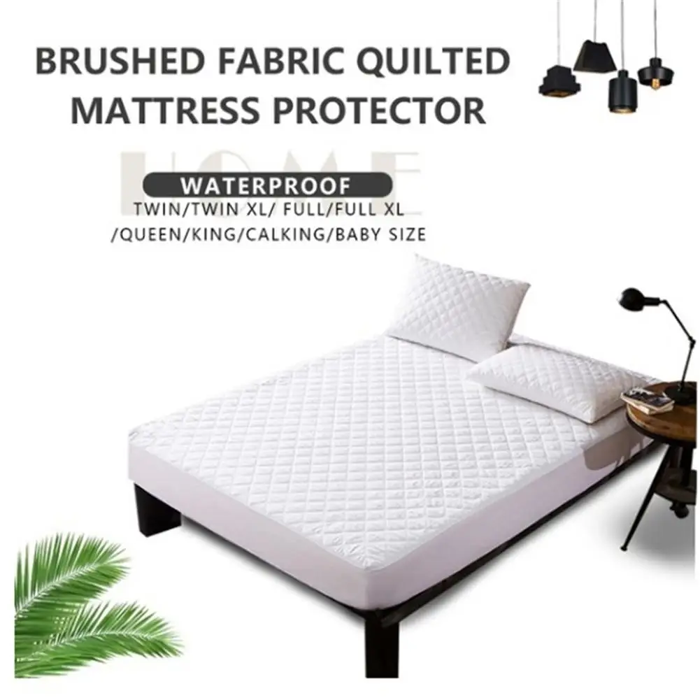 

Bed Cover Brushed Fabric Quilted Waterproof Mattress Pad Cover Protector Soft Breathable Mattress Topper Copri Rete Letto