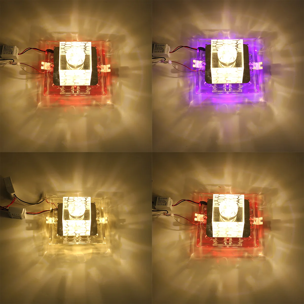 

3W Crystal Square Shape LED Ceiling Light Flush Mounted Multi-color Lighting Balcony Corridors Lamp Living Room Decor