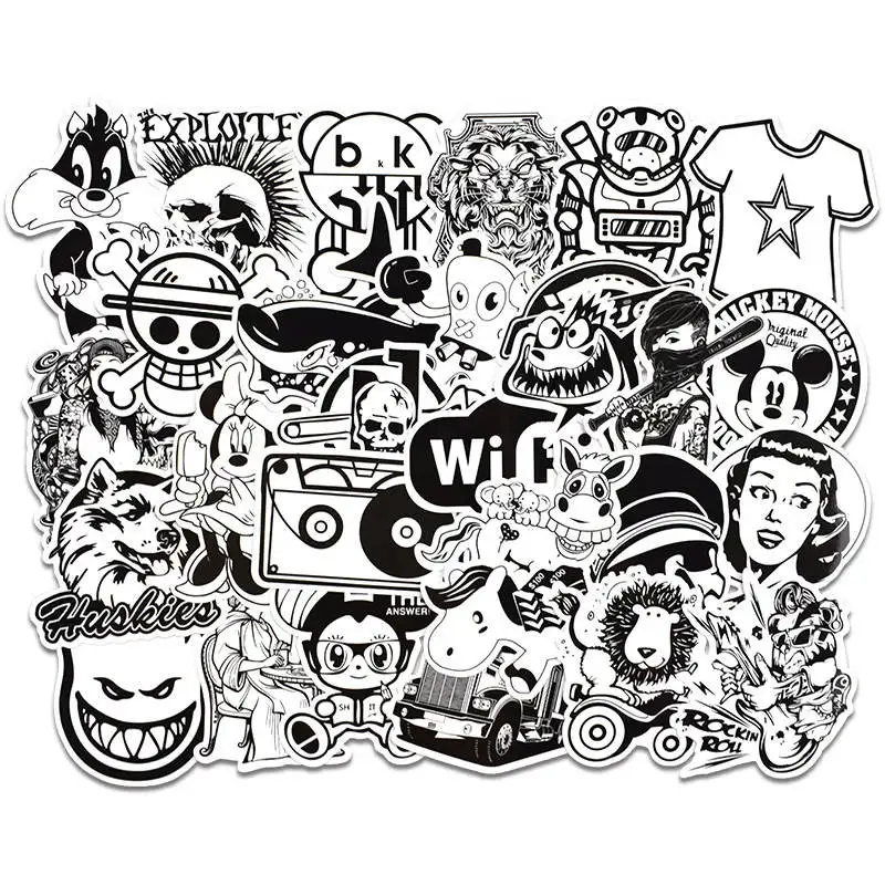 50Pcs/Lot Rock Stickers Funny Skull Scrapbook Stickers Friends Letter Stickers For DIY Scrapbooking Laptop Phone Suitcase Decor