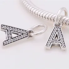 DIY Accesorios Originales 925 Alphabet CZ Joyería Adapta A Los Granos Del Encanto de Pandora Pulseras Del Encanto Tema LE13A