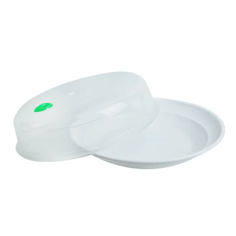 

Convenient Round Microwave Safe Plastic Plate Dishes with Lid Steam Tray Kitchen Holder Dumplings Container HY99 ST21