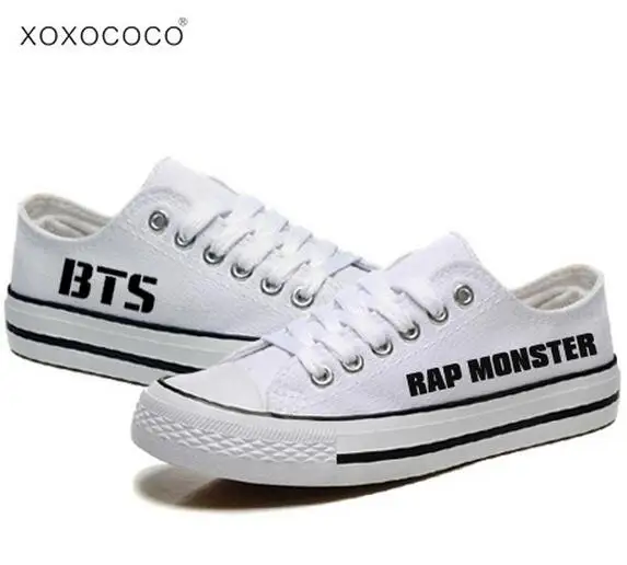 Unisex Womens BTS White Canvas Shoes 