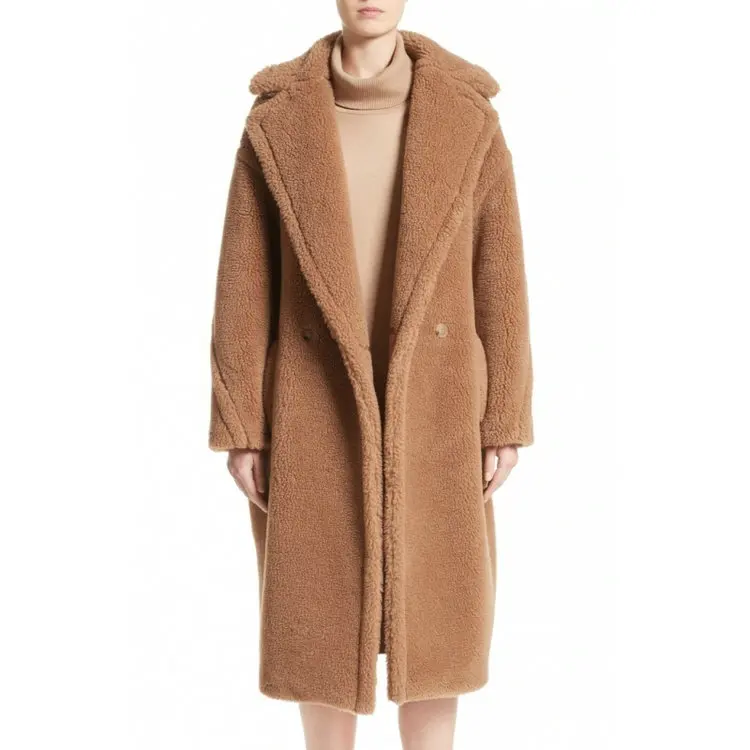

Newest Women Winter Windbreaker Fashion Brown Color Thick Warm Long Sleeve Faux Fox Fur Coat XHSD-319