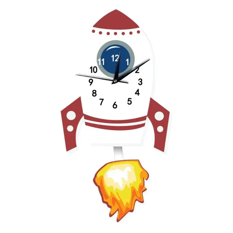 Мультяшные настенные часы с животными, американский пожарный двигатель, настенные Подвесные часы для детей, украшения для спальни, украшение для дома - Цвет: Rocket