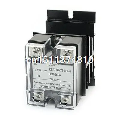 

SSR-25LA AC 28-280V 25A 4 Screw Terminal Heat Sink SSR Solid State Relay