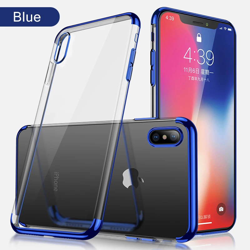 

GerTong For iPhone XR Case Clear Soft TPU Transparent Flexible Cover for iPhone X XS Max 7 Plus 8 6 6S Plating Protective Shell