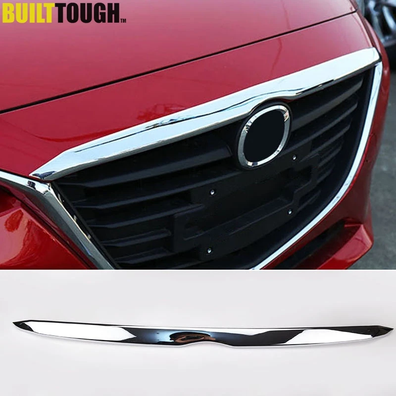 

For Mazda 3 Axela 2014 2015 2016 Chrome Front Hood Bonnet Grille Grill Lip Cover Trim Bar Molding Garnish Protector Car Styling