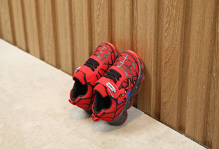 children kids tenis led spiderman shoes for boys girls rubber mesh luminous sneakers baby tenis led kids shoes sneakers