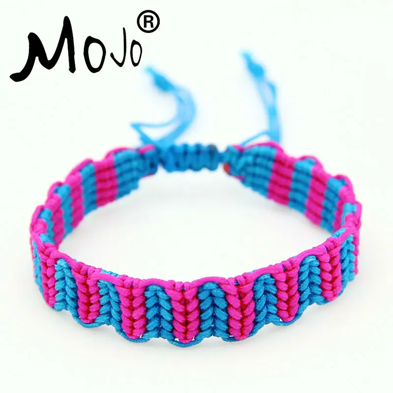 Mojo Summer Pink Purple Colorful Neon Friendship Wrap Rainbow Bracelets Beach Bohemian Jewelry for Women Men MJ-WBR002D