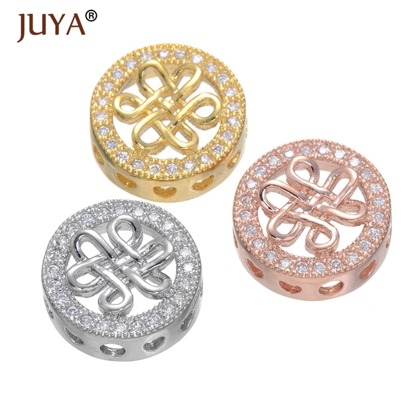 

Juya 4Pcs wholesale high quality copper micro pave zircon spacer charm beads for bracelets necklace making beads accessories