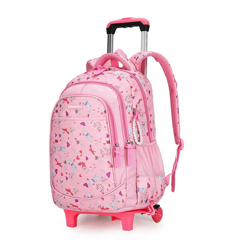 pink Waterproof Trolley School backpacks Girls Children School Bags Wheels Travel Bags Luggage Backpacks Kids Rolling Schoolbags - Цвет: pink