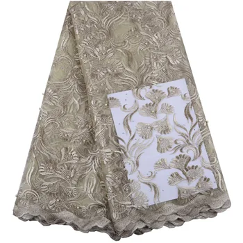 

New Style Nigerian Lace Fabrics 2019 High Quality Tulle African Laces Fabric With Beads Wedding French Tulle Lace Material Y1447