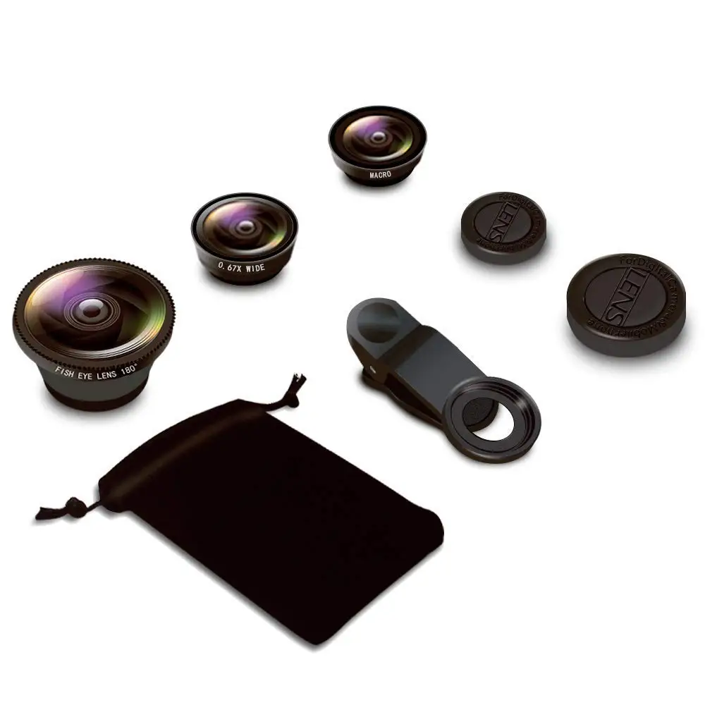 PORTEFEUILLE Fisheye Clip-On Wide Angle Macro Camera Lens 3 in 1 Mobile Phone Lenses Fish Eye For Iphone Video Camera For HUAWEI (6)