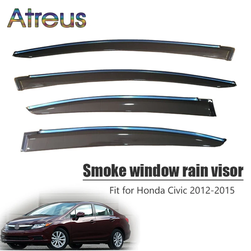 Atreus 1 комплект ABS для 2013 2012 Honda Civic 2006-2011, аксессуары для автомобиля, дефлекторы, защита от дыма, окна, дождевик