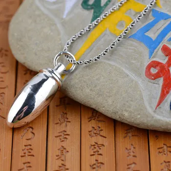 

Gawu Box Pendant S925 sterling silver silver wholesale Buddhist evil Shurangama mantra bullet shape can be opened without Chain