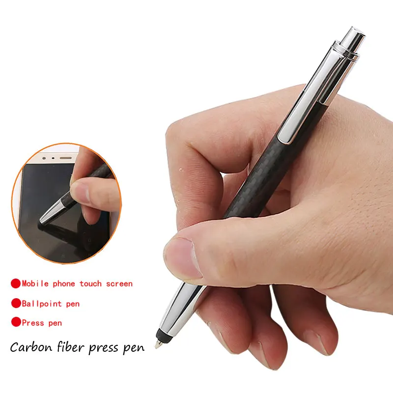 

Fashion carbon fiber pen business office press pen school student mobile phone touch screen pen meeting capacitor ball pen