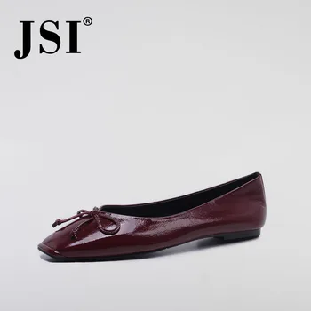 

JSI Brand Handmade Genuine Leather Women Flats Spring Casual Slip-on Square Toe Ladies Shoes Quality Fashion Shallow Flats JO29