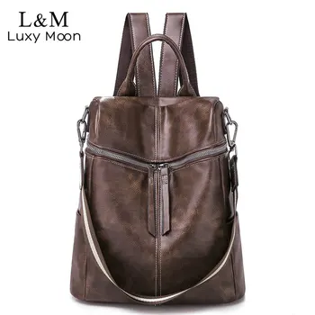 

Women Backpack Female High Quality Leather School Bags For Teenage Girls Vintage Oil Rucksack Travel Bagpack mochila New XA313H