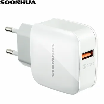 

SOONHUA Portable QC3.0 USB Wall Charger Adapter 5V 3A Quick Charging Smart Home Travel Chargers EU/US Plug For Phone Tablet