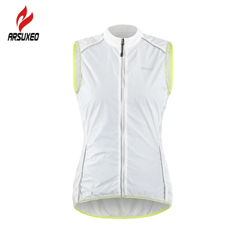 ARSUXEO, 3 цвета, Женский светоотражающий жилет для велоспорта, светильник, жилет для бега, велосипедный, спортивный, ветронепроницаемый, дышащий, без рукавов, отражающий жилет