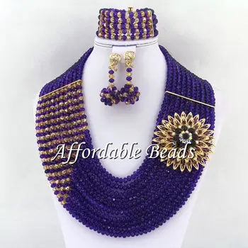 

Fashional Wedding Party Jewelry Sets Hot Nigerian Beaded Jewelry Set Free Shipping ABE070