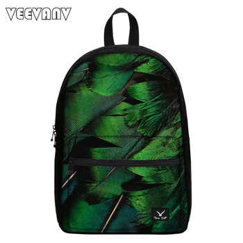 

2018 Colorful Feather Printing Shoulder Bags Fashion Women Canvas Backpacks Female School Backpacks Travel Mochila for Children