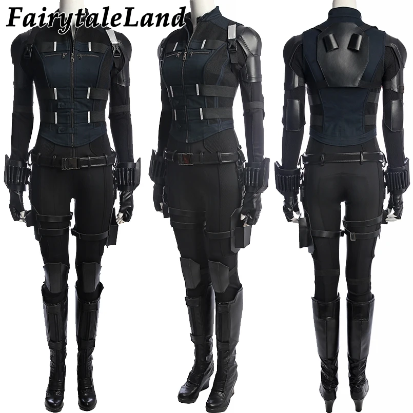 Black Widow Costume from Avengers Infinity War - Perfect for Carnival, Halloween, and Cosplay as Natasha Romanoff - Includes Jumpsuit for Looking Like Your Favorite Superhero image 2