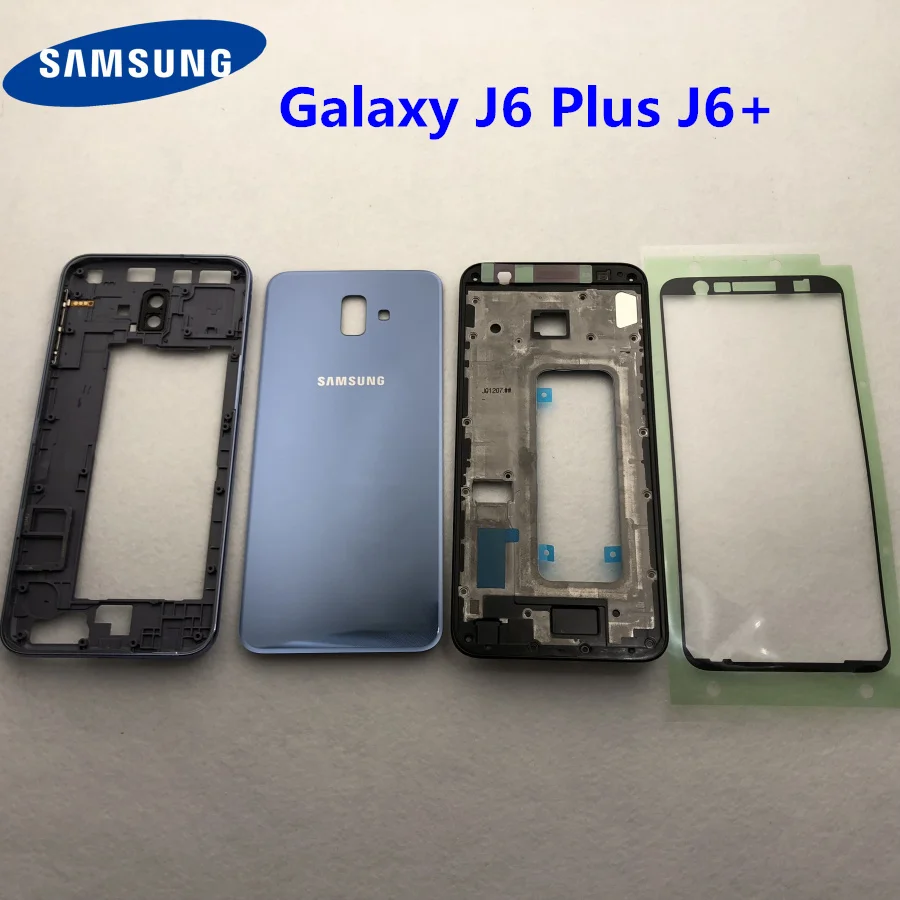 Для samsung Galaxy J6 Plus J610 J610F полный корпус ЖК-панель Крышка средняя рамка J4+ SM-J610F Сменный Чехол на батарейку