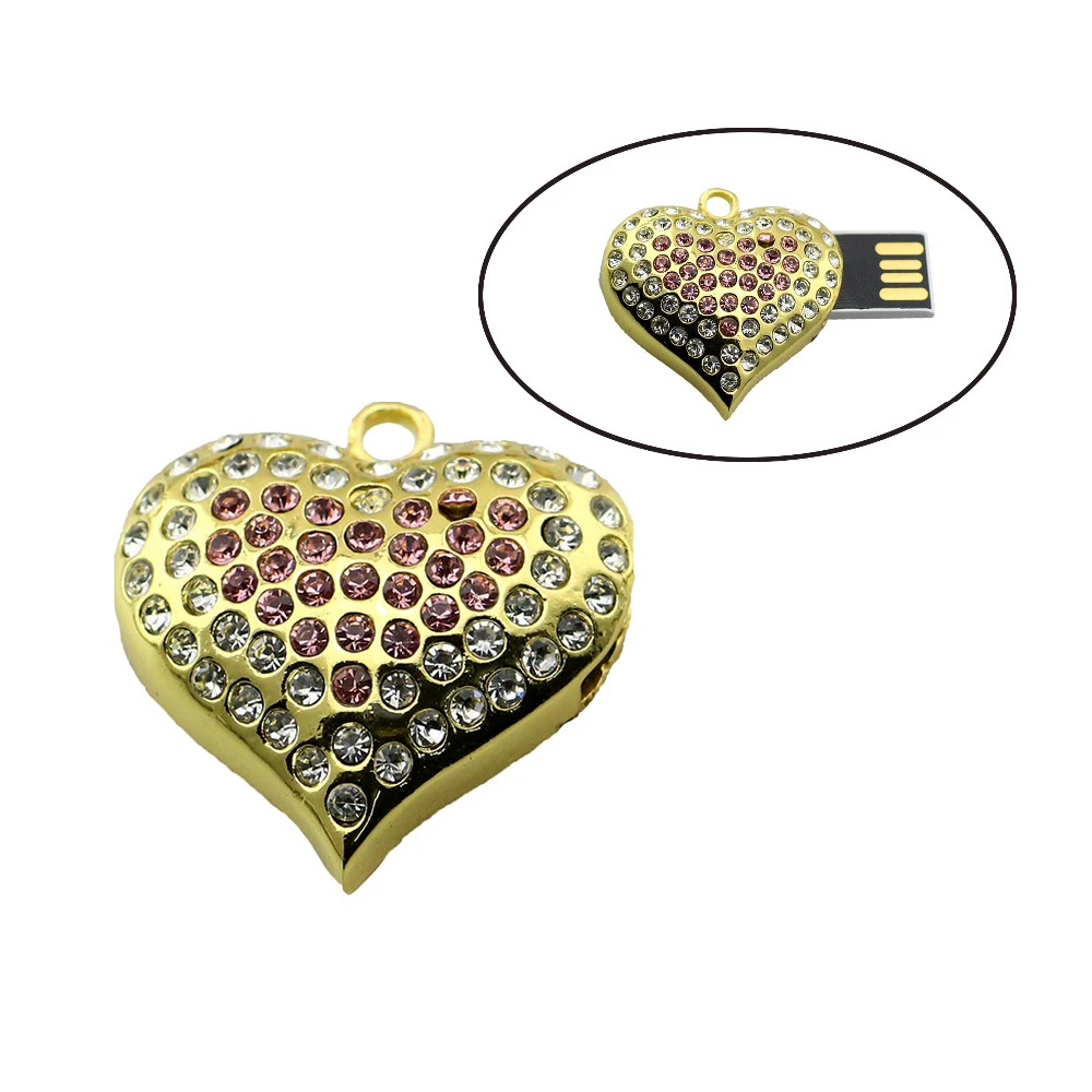 2016 Usb Flash Drive Heart font b Jewelry b font Crystal font b Diamond b font