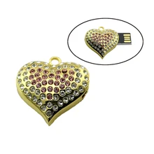 2016 Usb Flash Drive Heart Jewelry Crystal Diamond Pendrive 4GB 8GB Pen Drive 16GB 32GB 64GB Memory USB stick 2.0